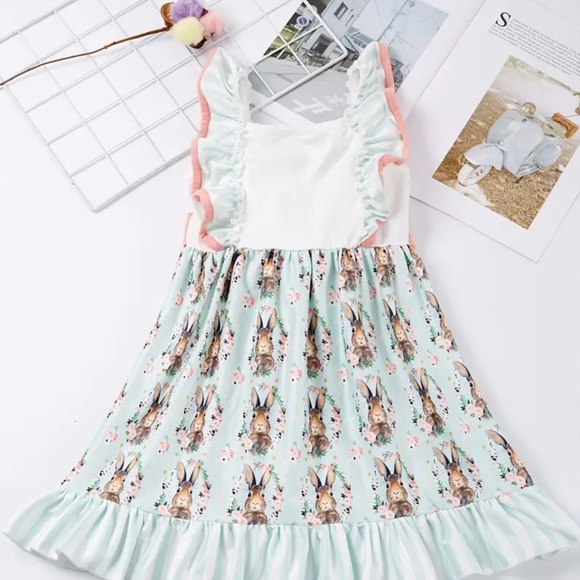 Girls Bunny Dress knee length super soft dress. NWT.         Sizes 1yr-5 - Picture 4 of 8